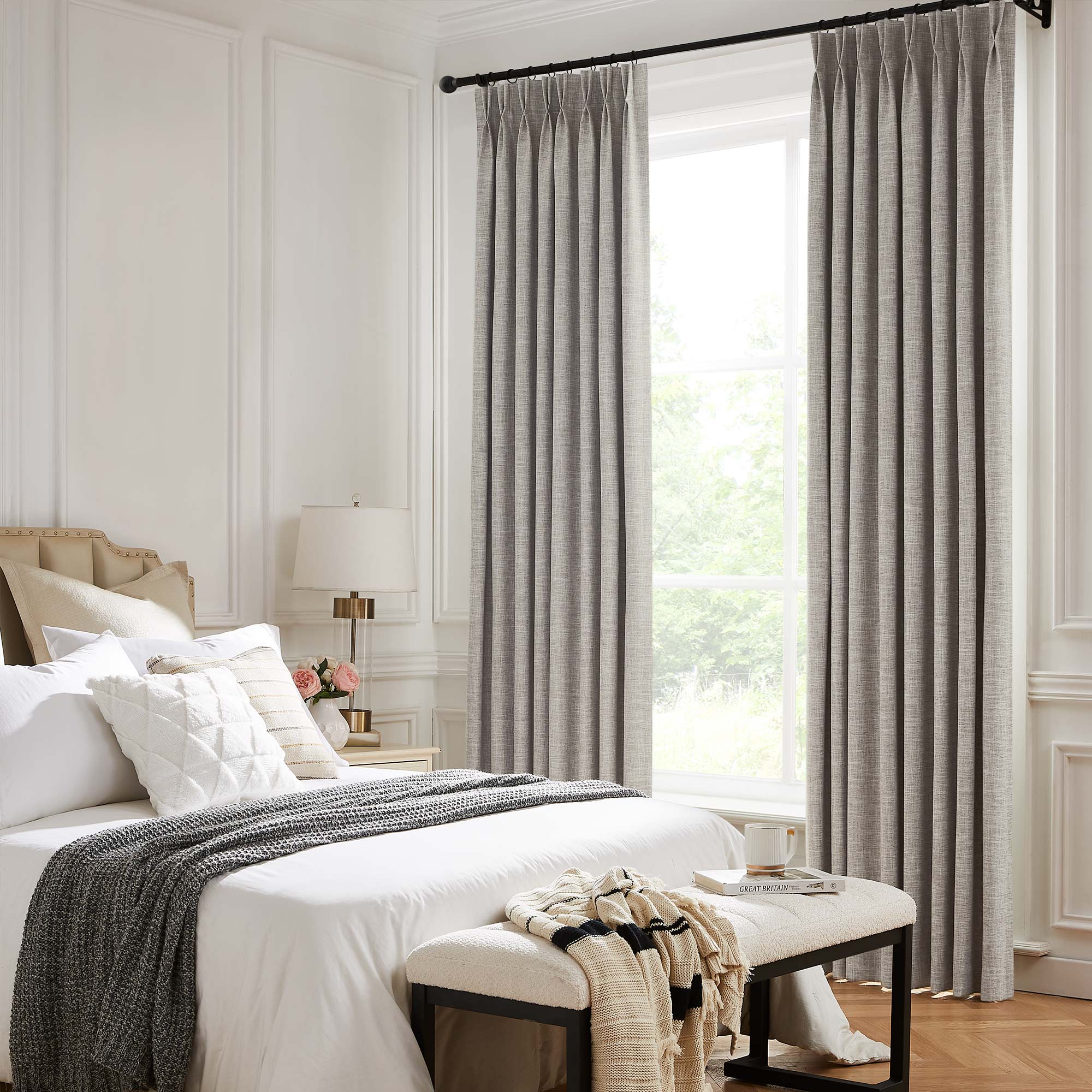 Elvonaeoly 100% White Blackout Curtains