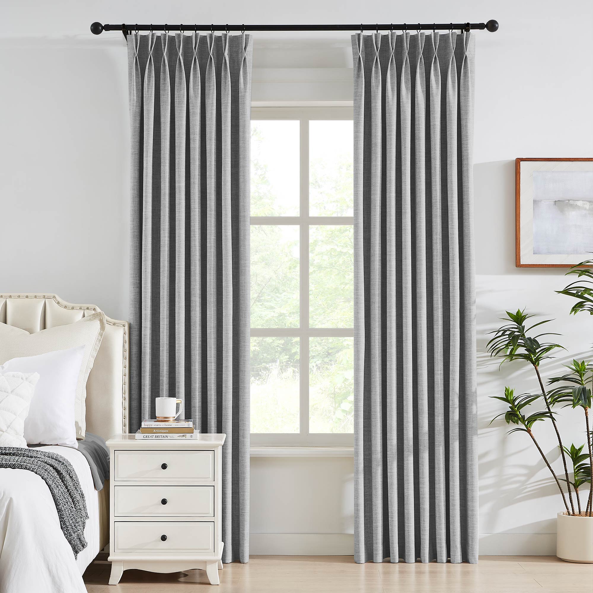 Elvonaeoly 100% White Blackout Curtains