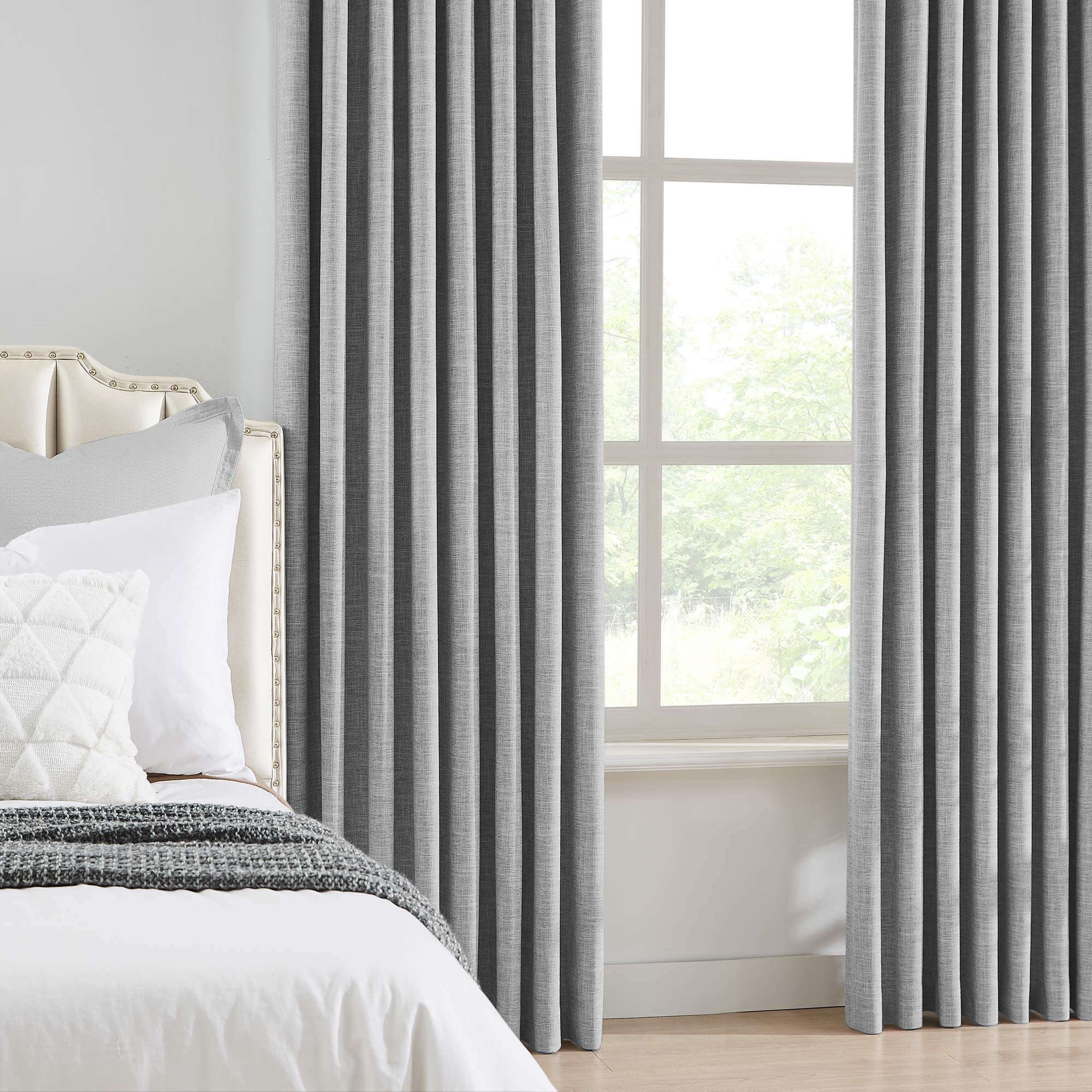 Elvonaeoly 100% White Blackout Curtains