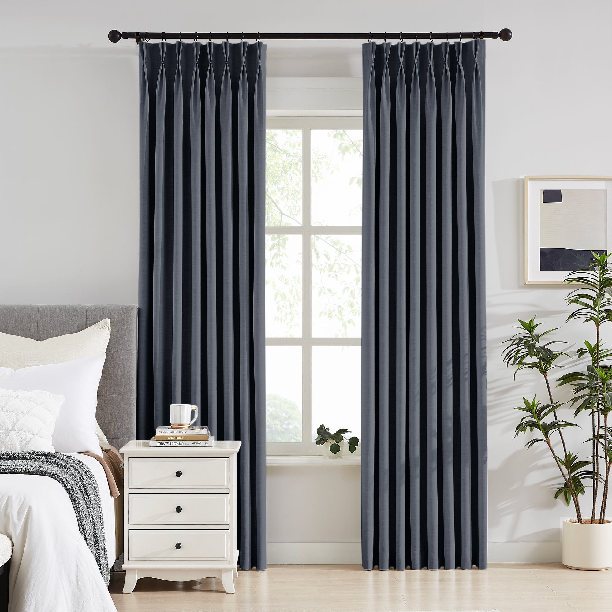 Elvonaeoly 100% White Blackout Curtains