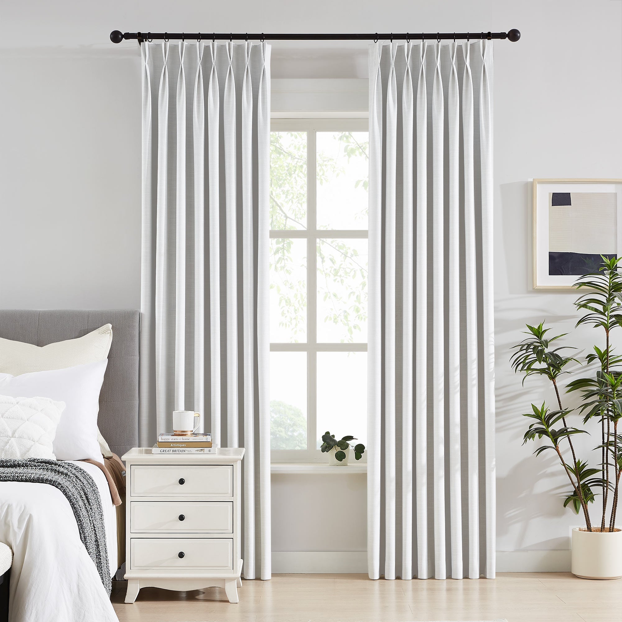Elvonaeoly 100% White Blackout Curtains