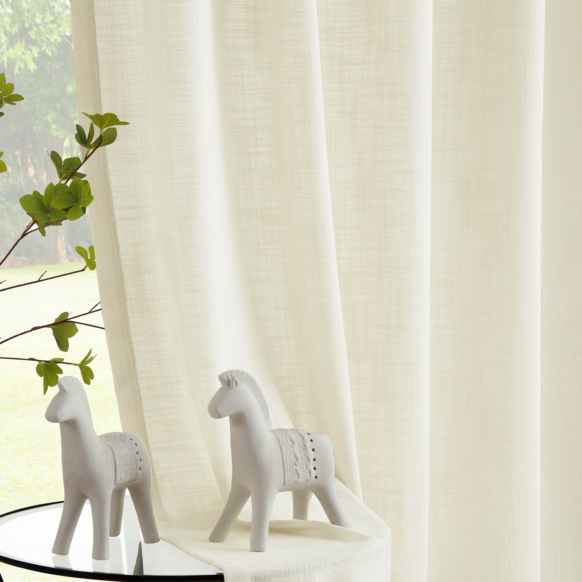Elvonaeoly Cotton Blend Linen Look Curtains