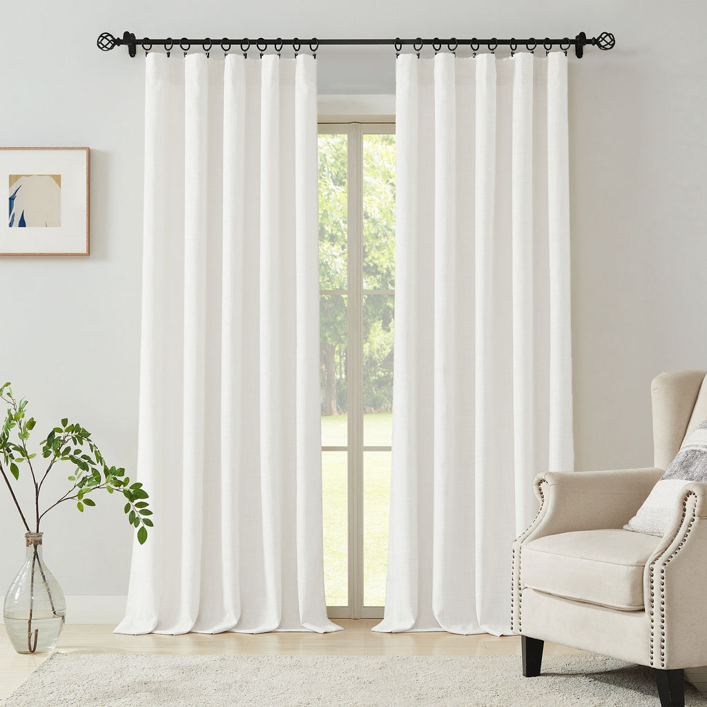 Elvonaeoly Cotton Blend Linen Look Curtains