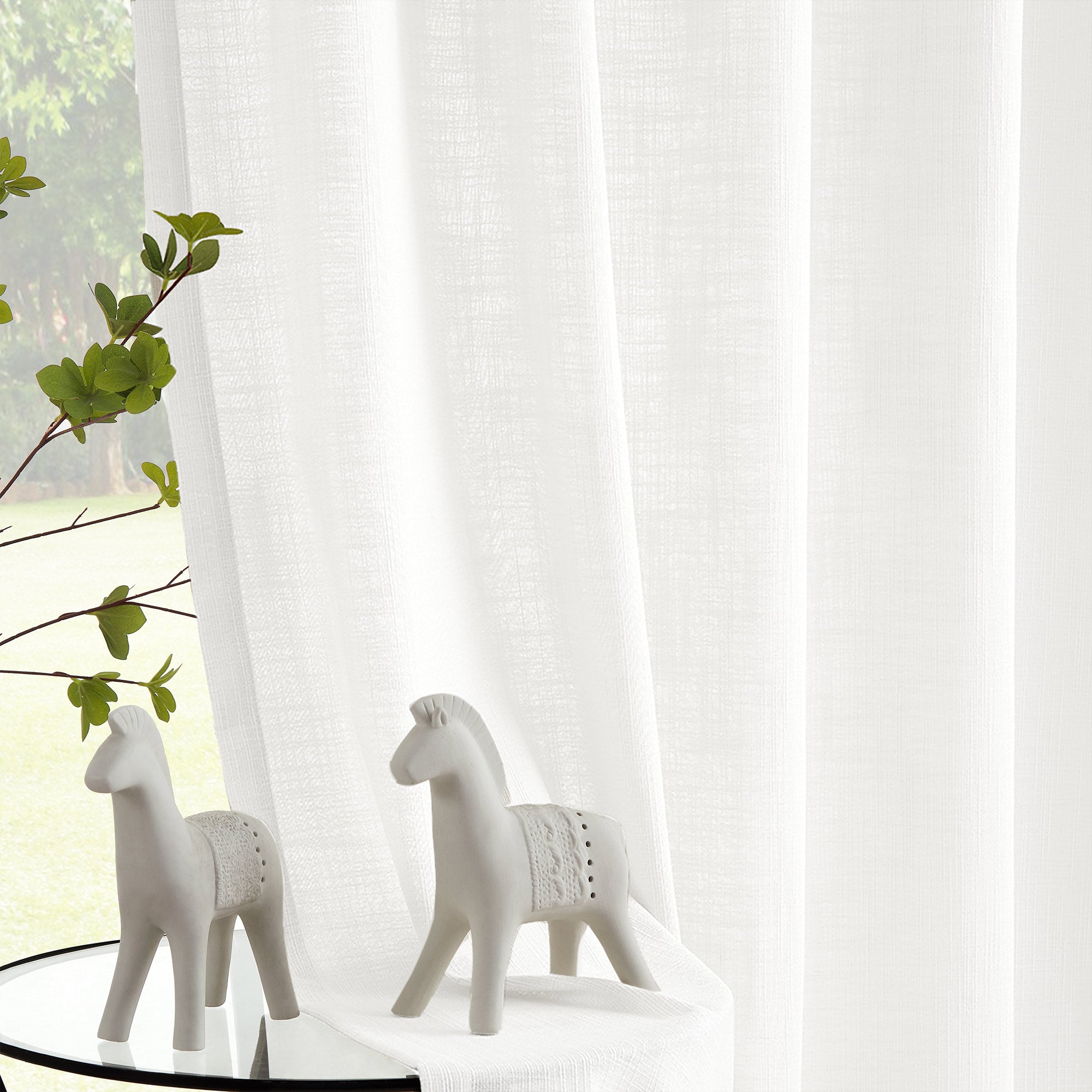 Elvonaeoly Cotton Blend Linen Look Curtains