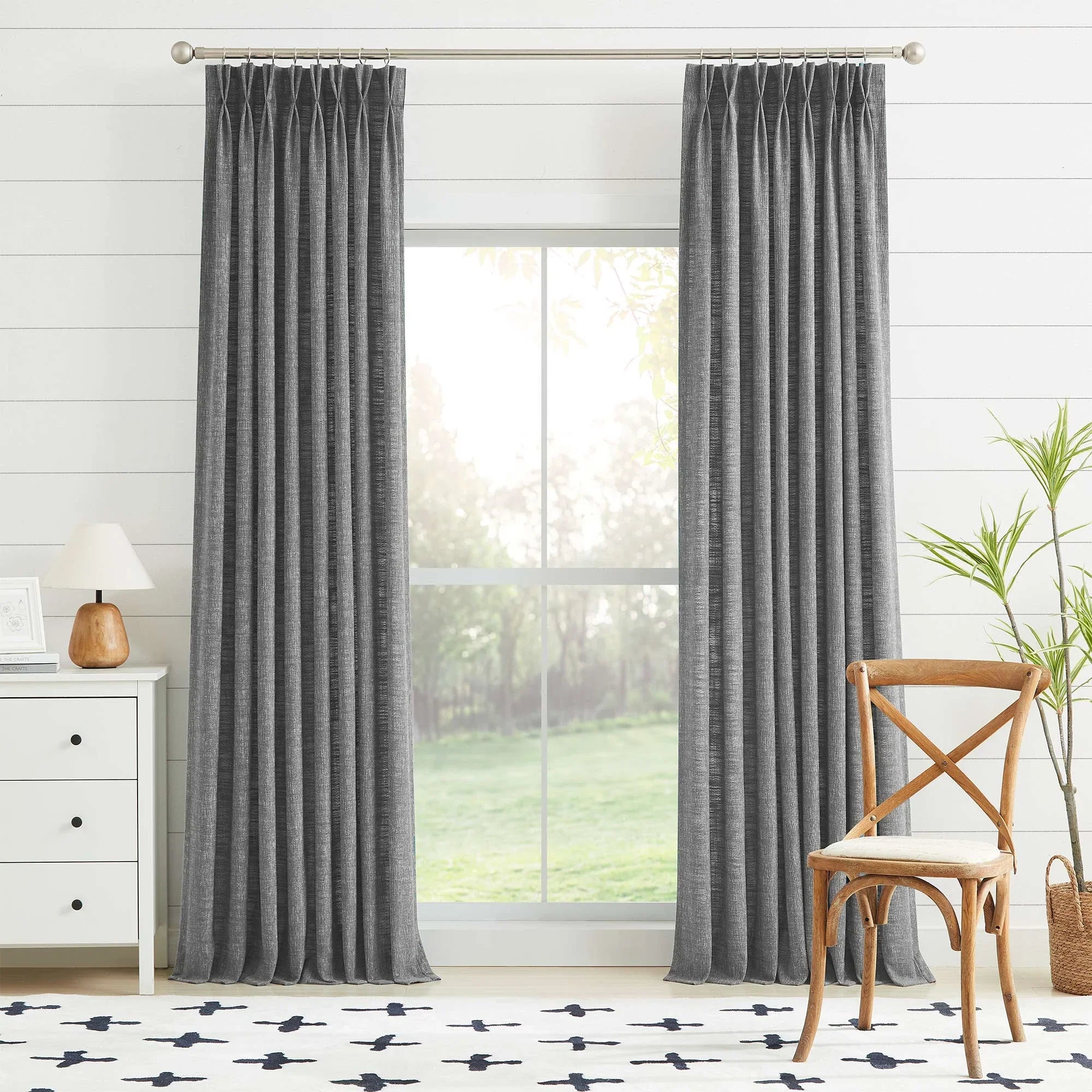 Elvonaeoly Cotton Blend Linen Look Curtains