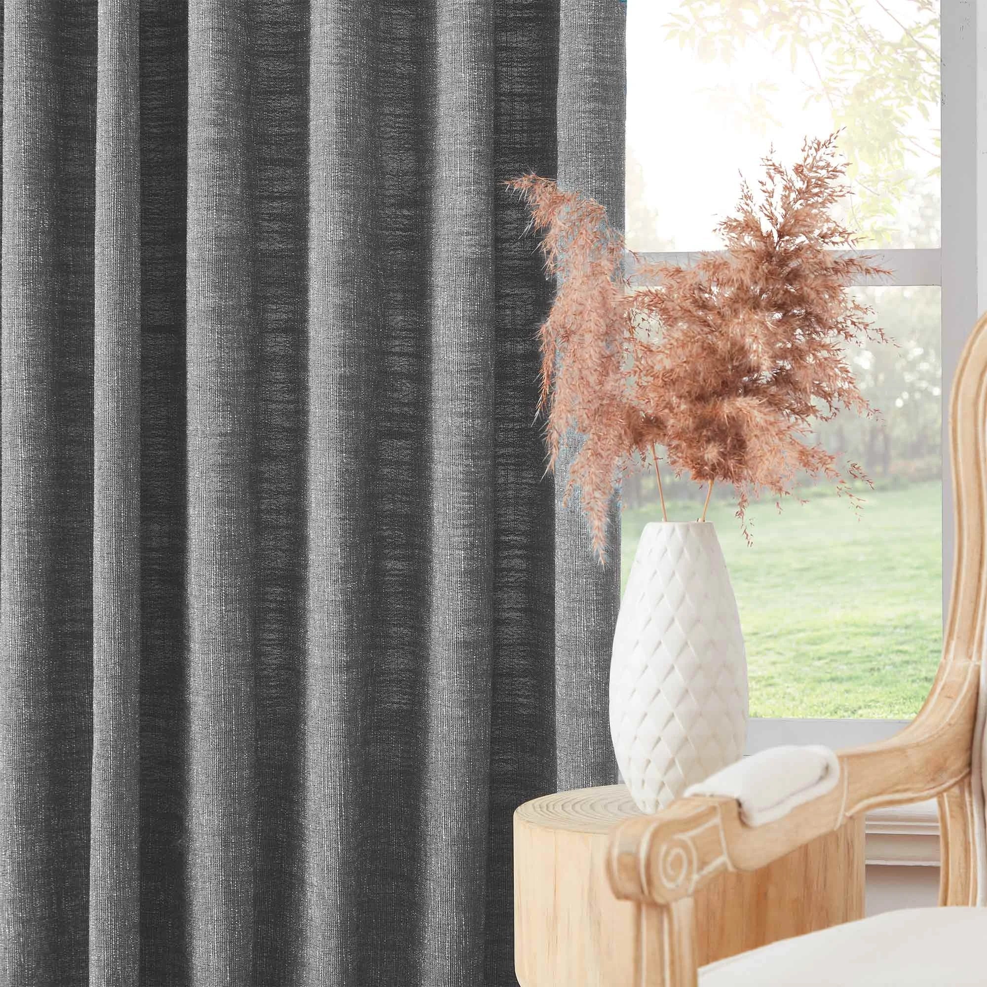 Elvonaeoly Cotton Blend Linen Look Curtains