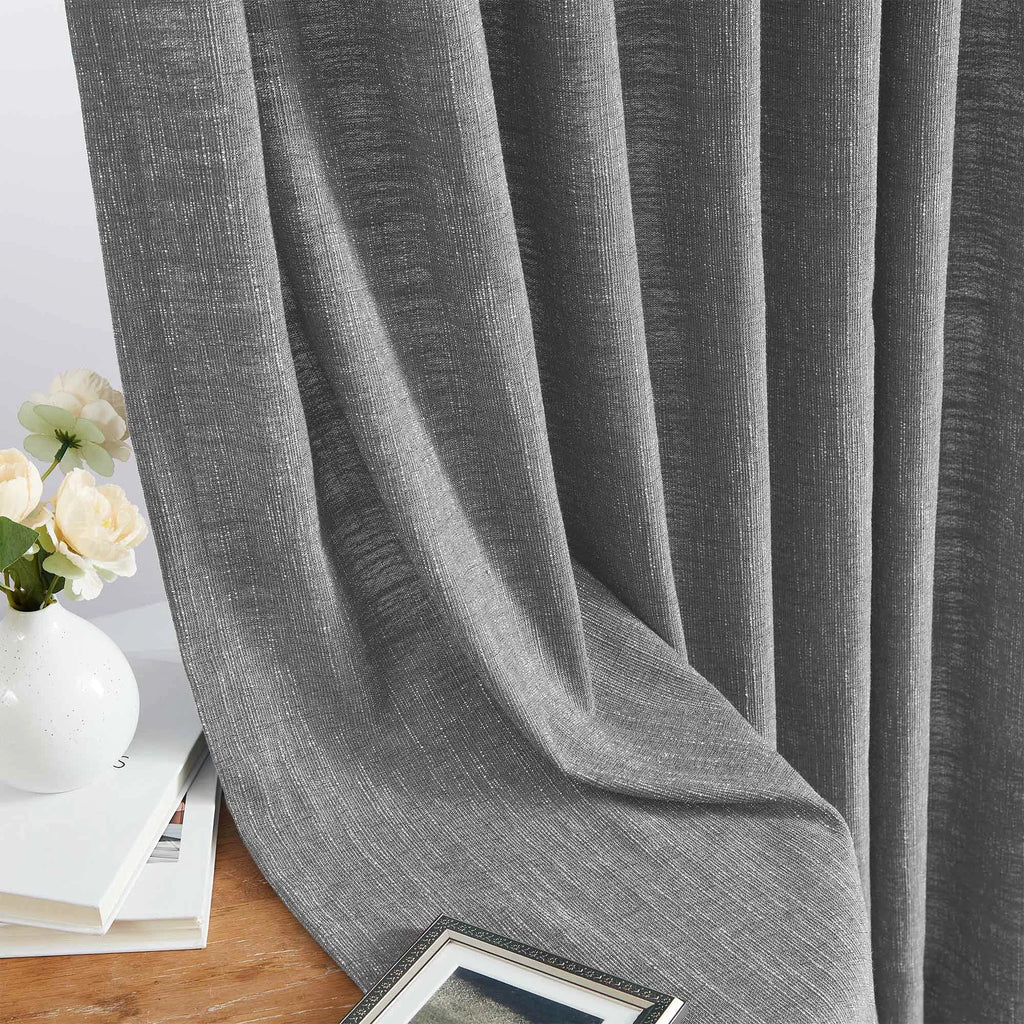 Elvonaeoly Cotton Blend Linen Look Curtains