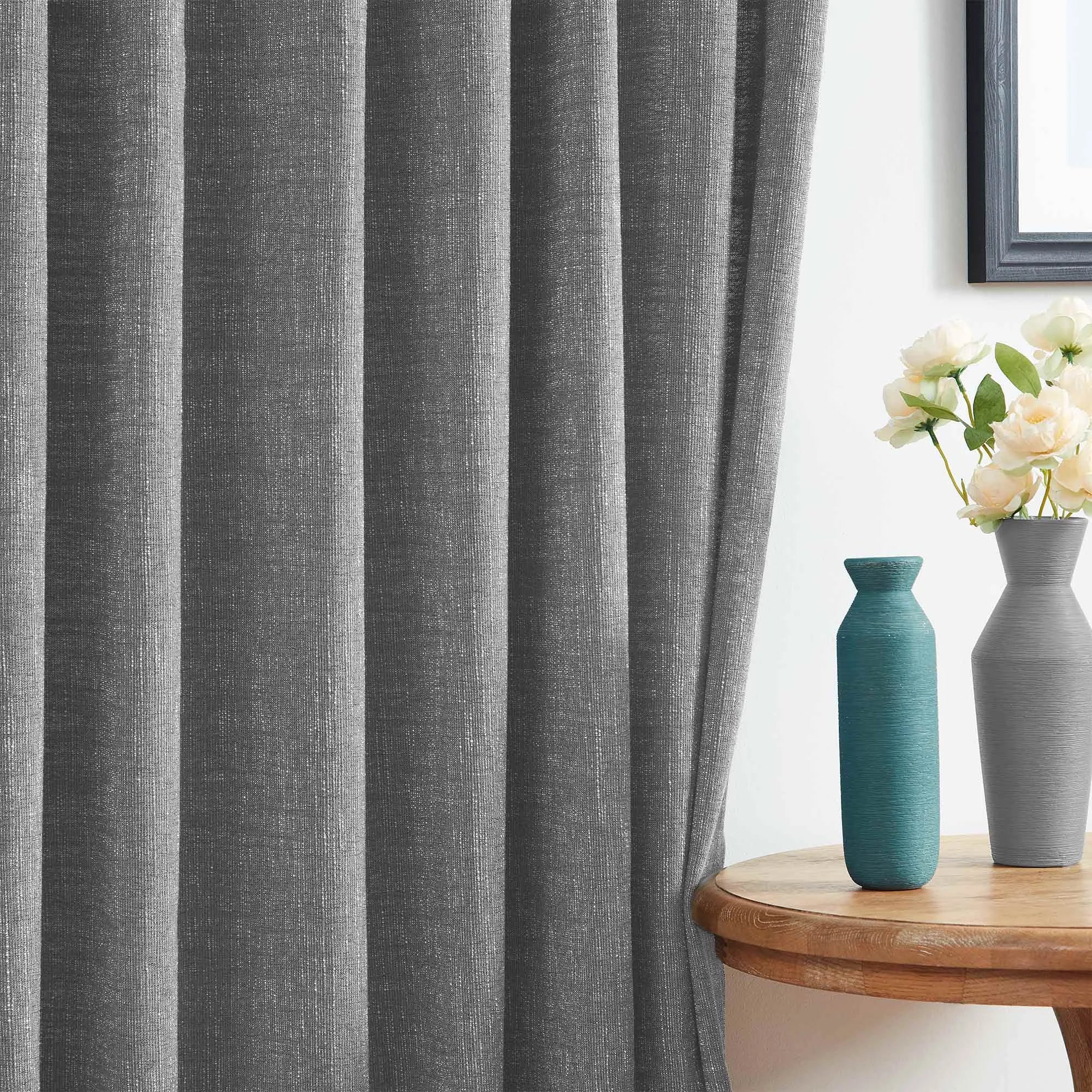 Elvonaeoly Cotton Blend Linen Look Curtains