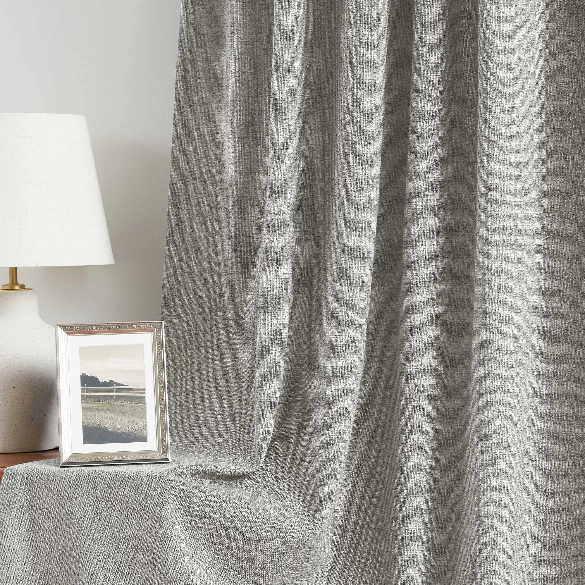 Elvonaeoly Cotton Blend Linen Look Curtains