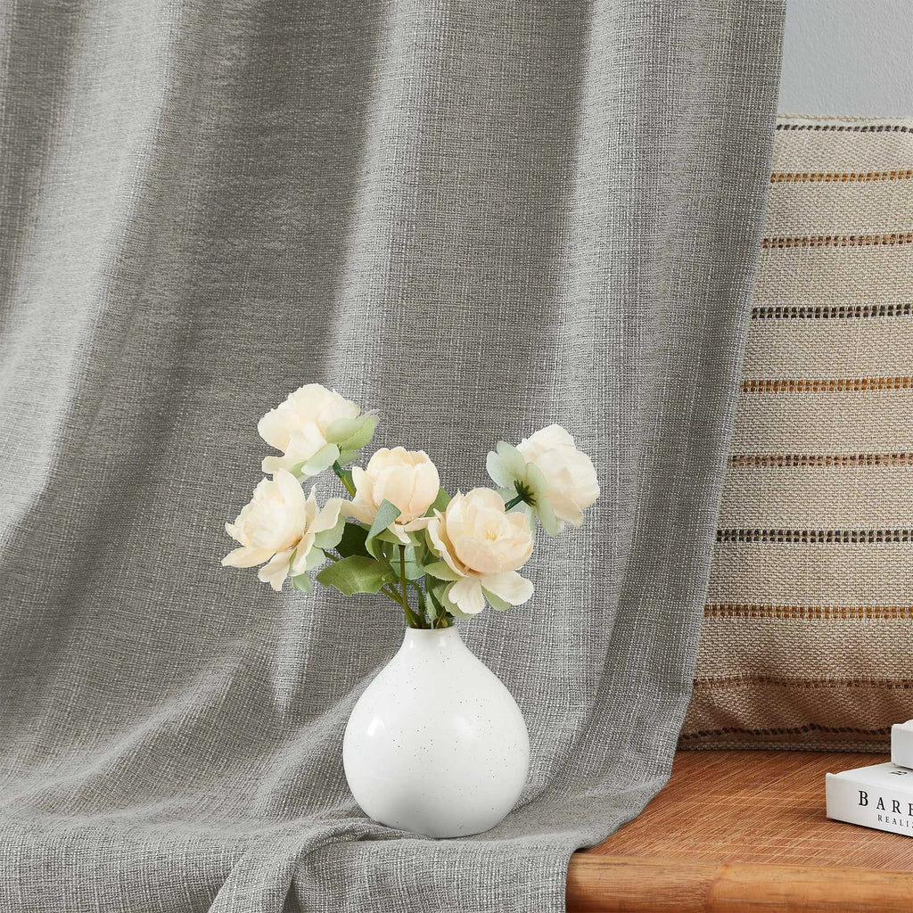 Elvonaeoly Cotton Blend Linen Look Curtains