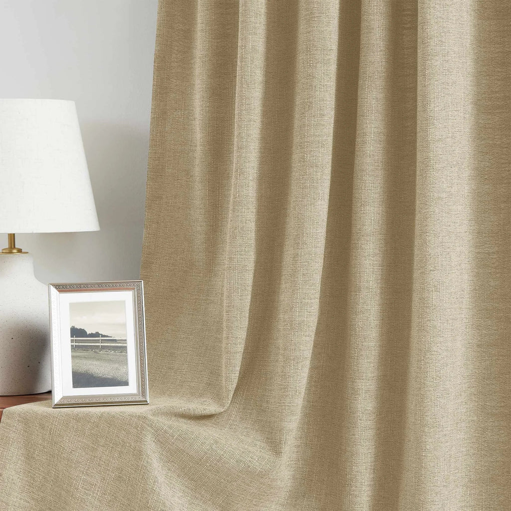 Elvonaeoly Cotton Blend Linen Look Curtains