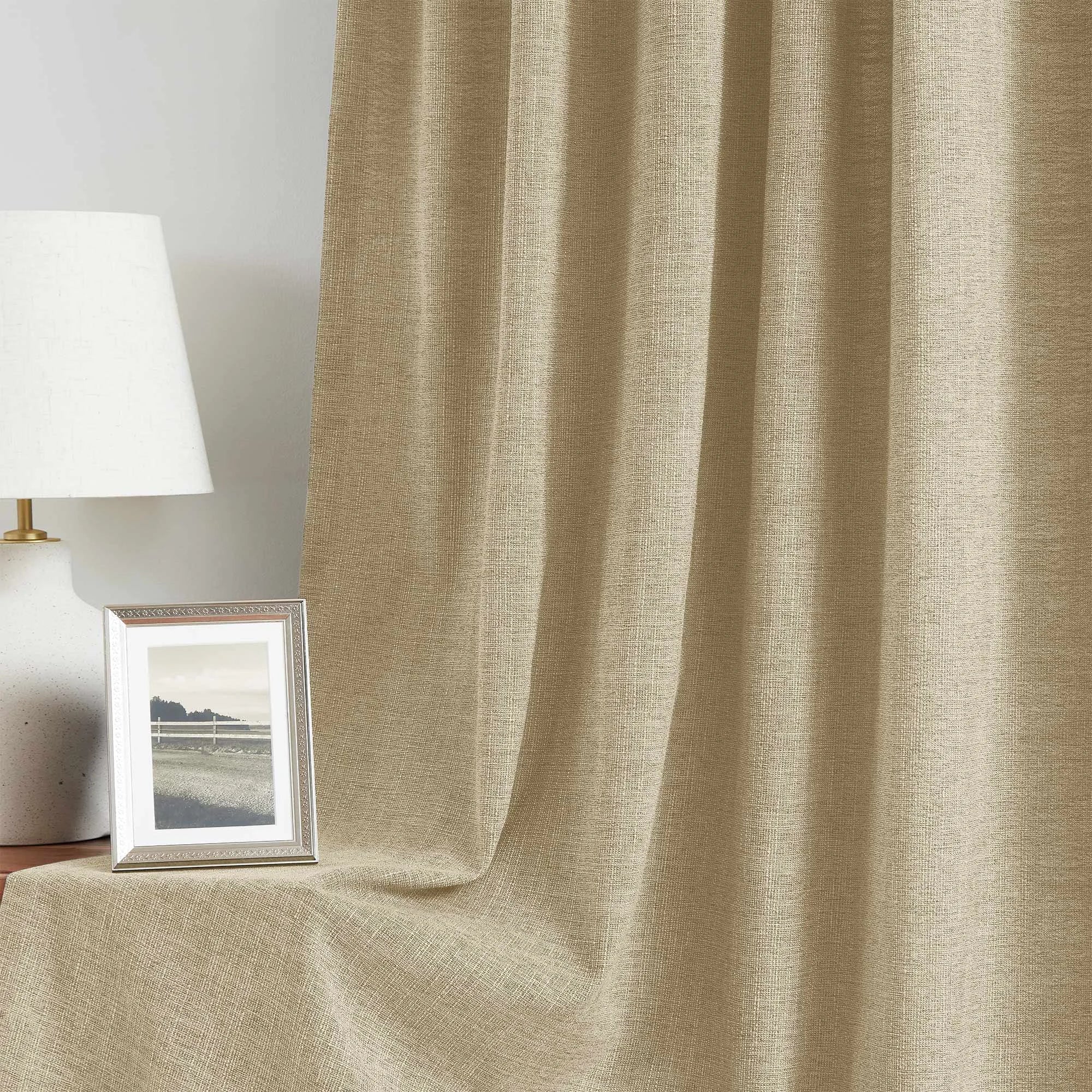 Elvonaeoly Cotton Blend Linen Look Curtains