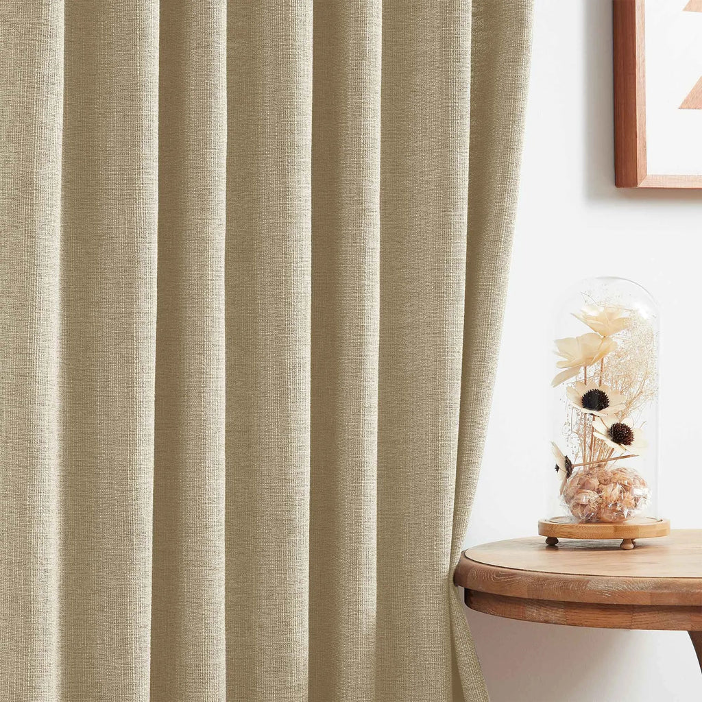 Elvonaeoly Cotton Blend Linen Look Curtains