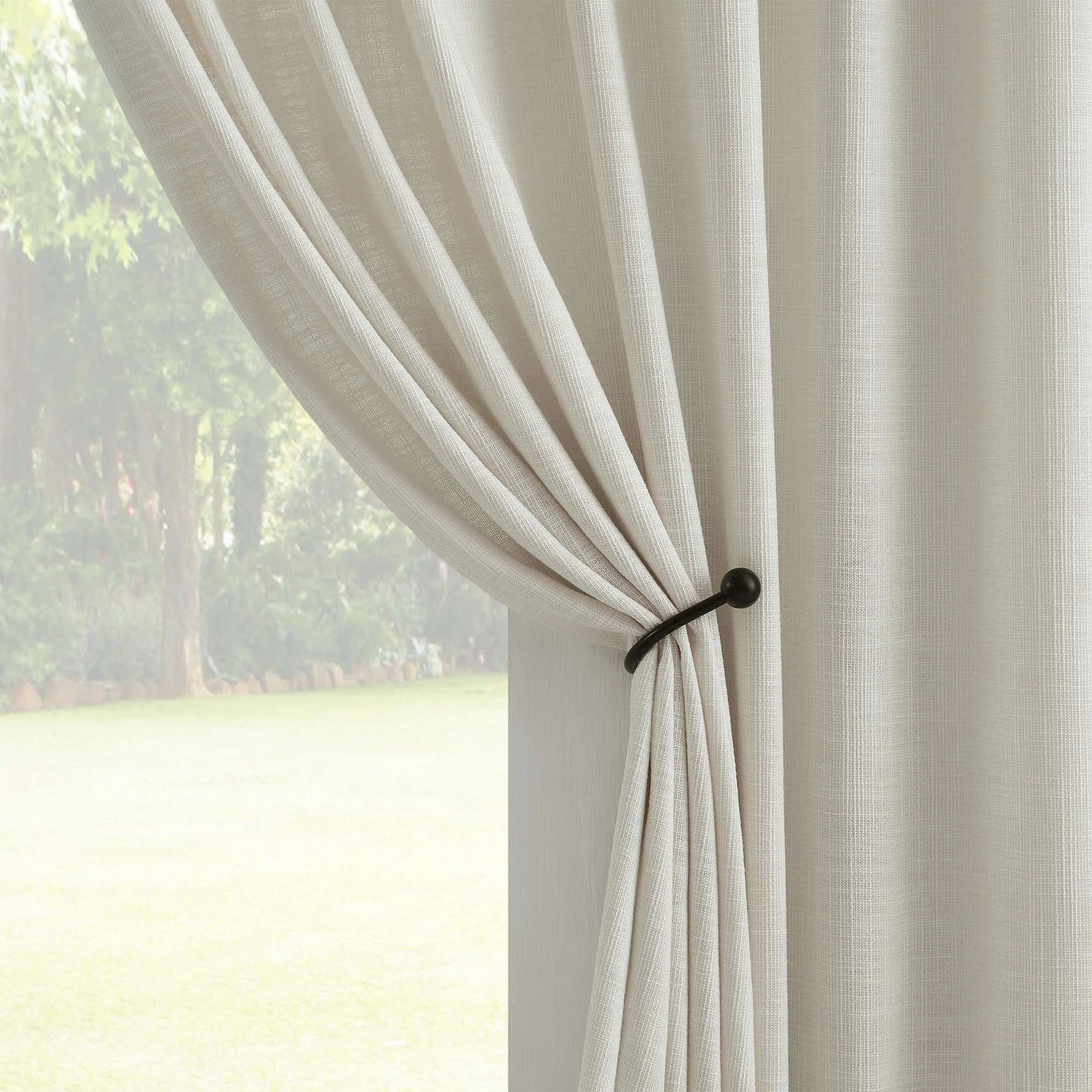 Elvonaeoly Cotton Blend Linen Look Curtains