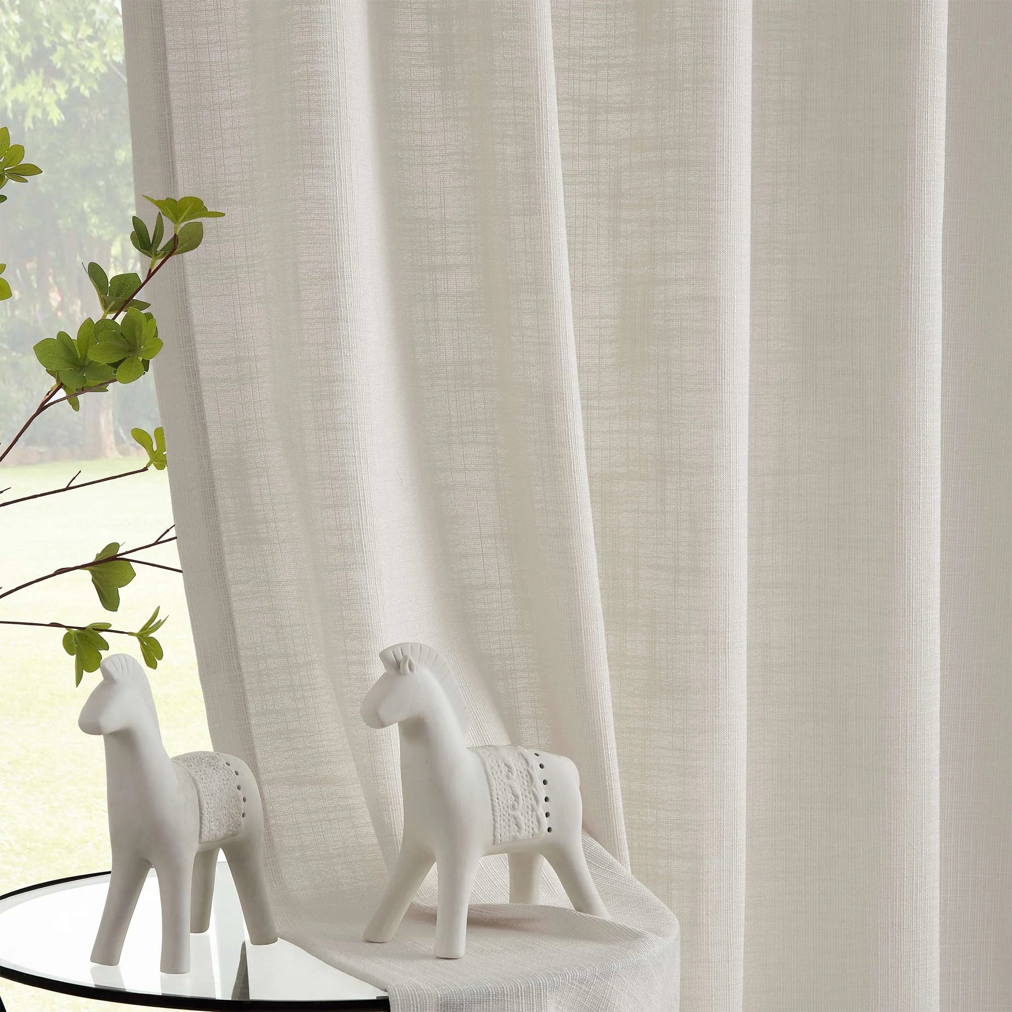 Elvonaeoly Cotton Blend Linen Look Curtains
