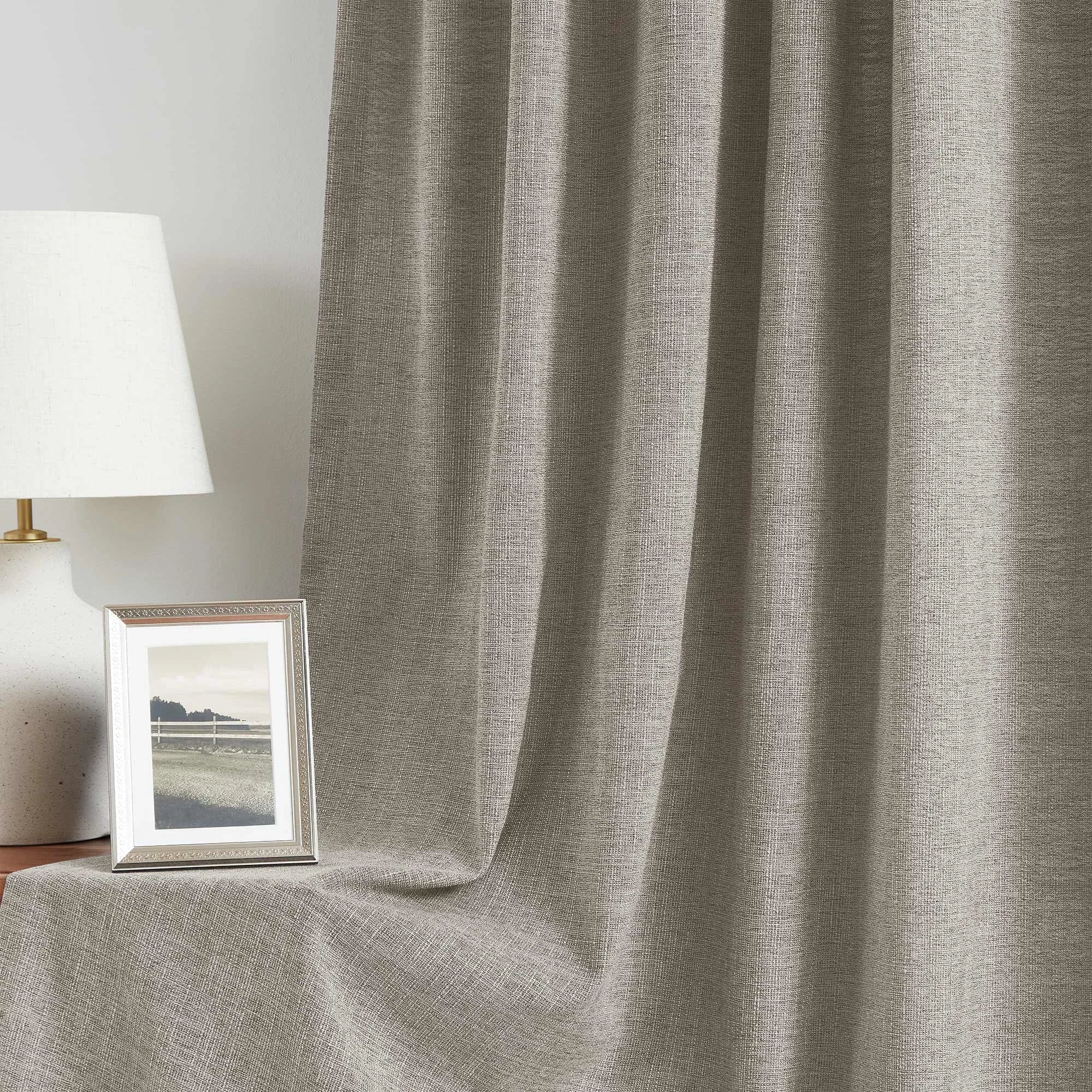 Elvonaeoly Cotton Blend Linen Look Curtains