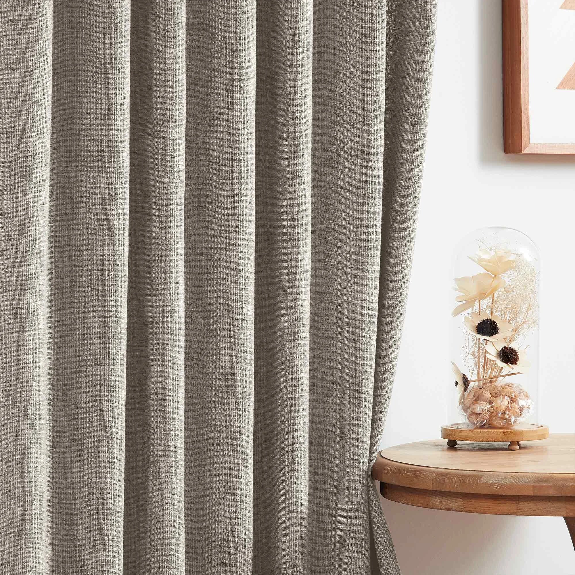 Elvonaeoly Cotton Blend Linen Look Curtains