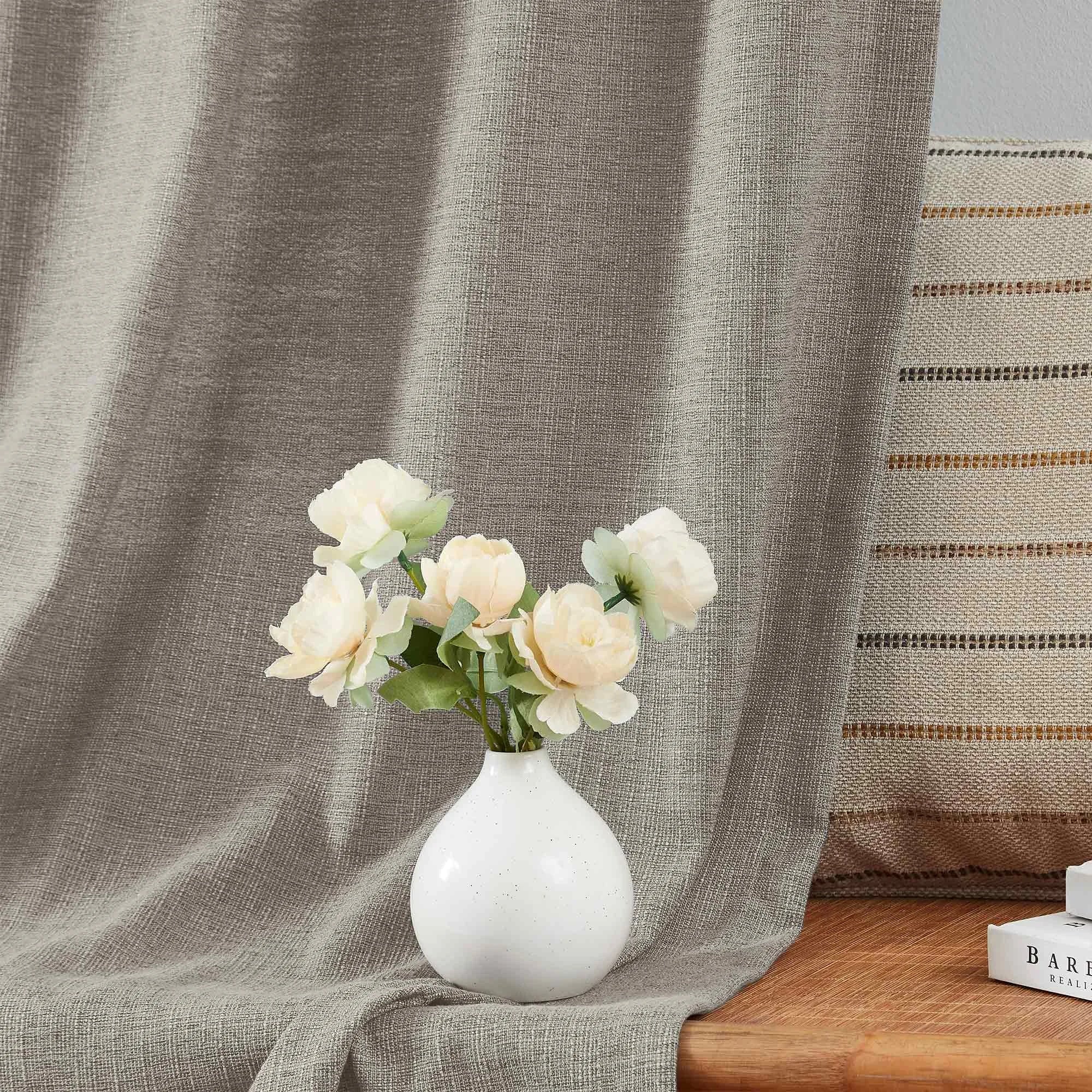 Elvonaeoly Cotton Blend Linen Look Curtains