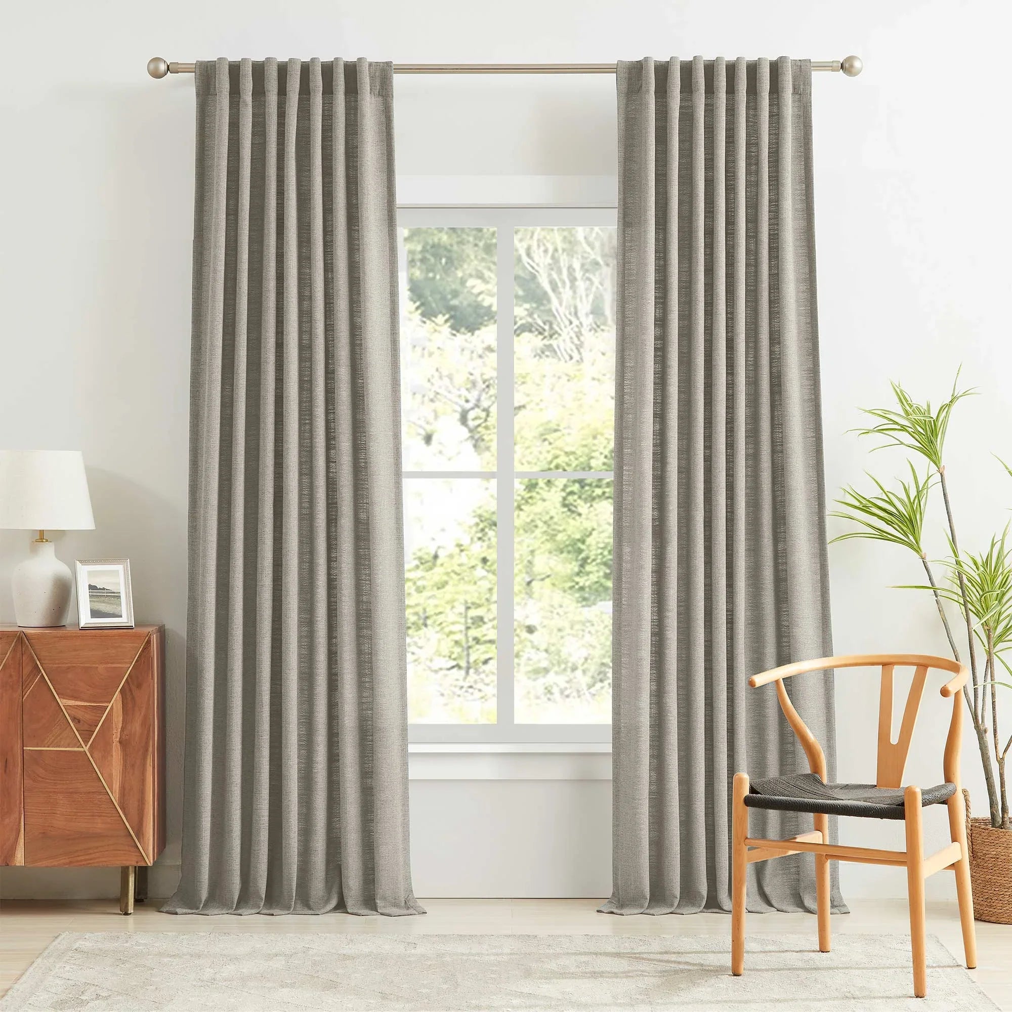 Elvonaeoly Cotton Blend Linen Look Curtains
