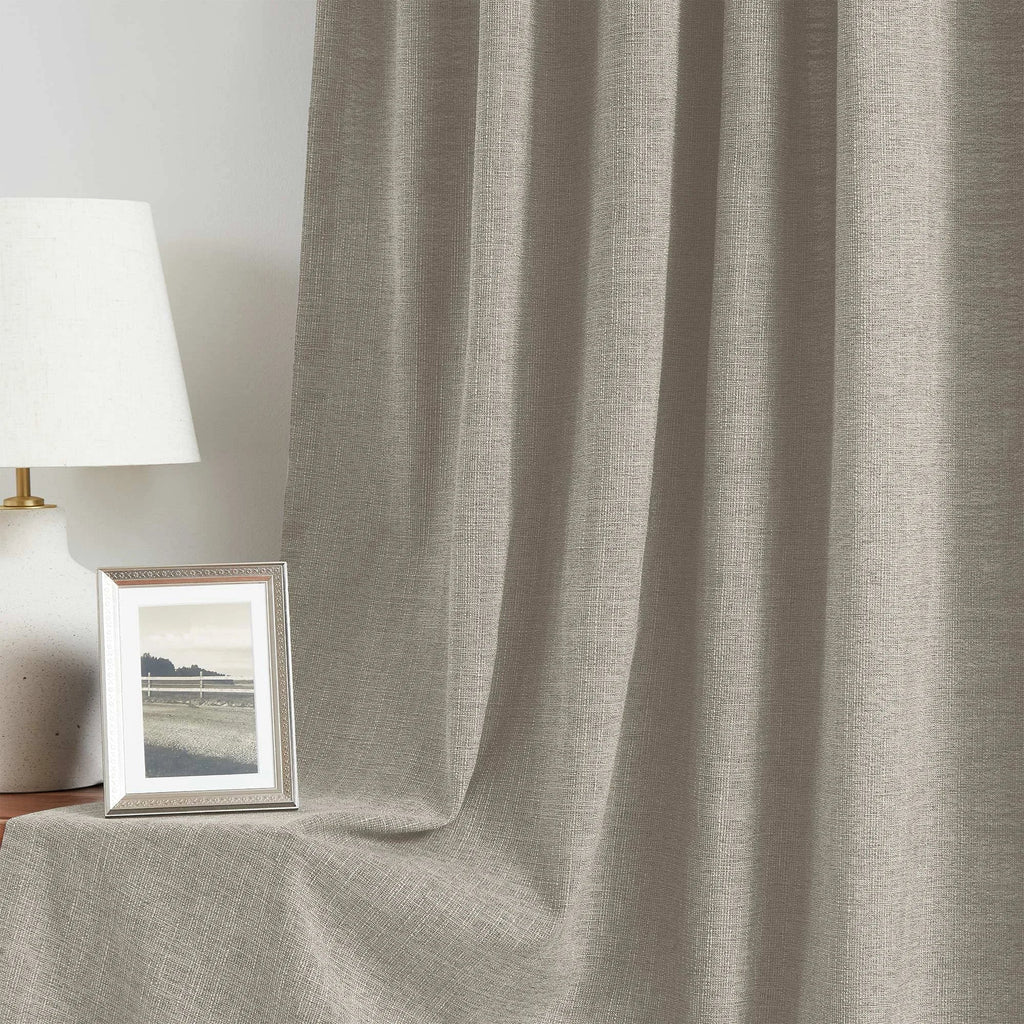Elvonaeoly Cotton Blend Linen Look Curtains