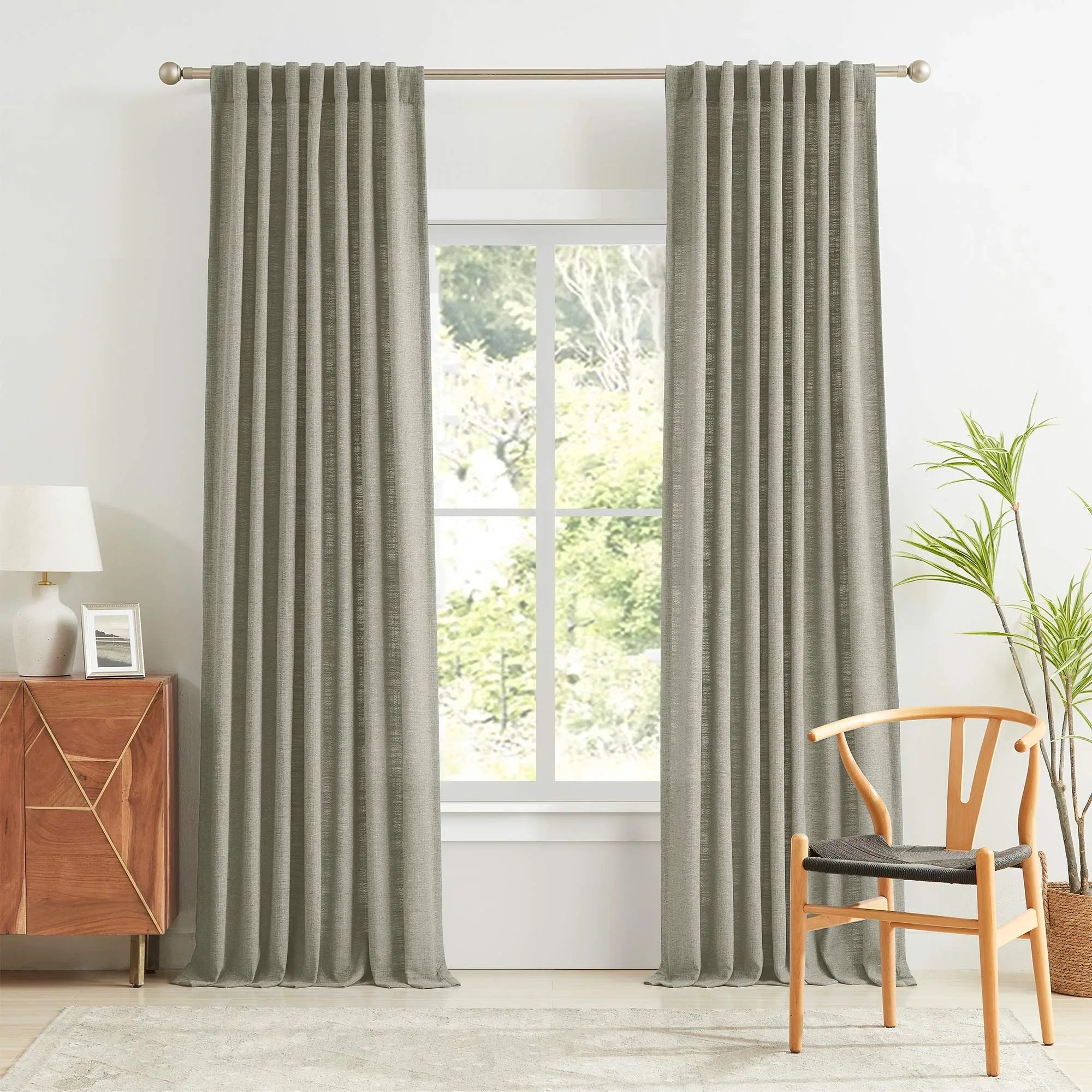 Elvonaeoly Cotton Blend Linen Look Curtains