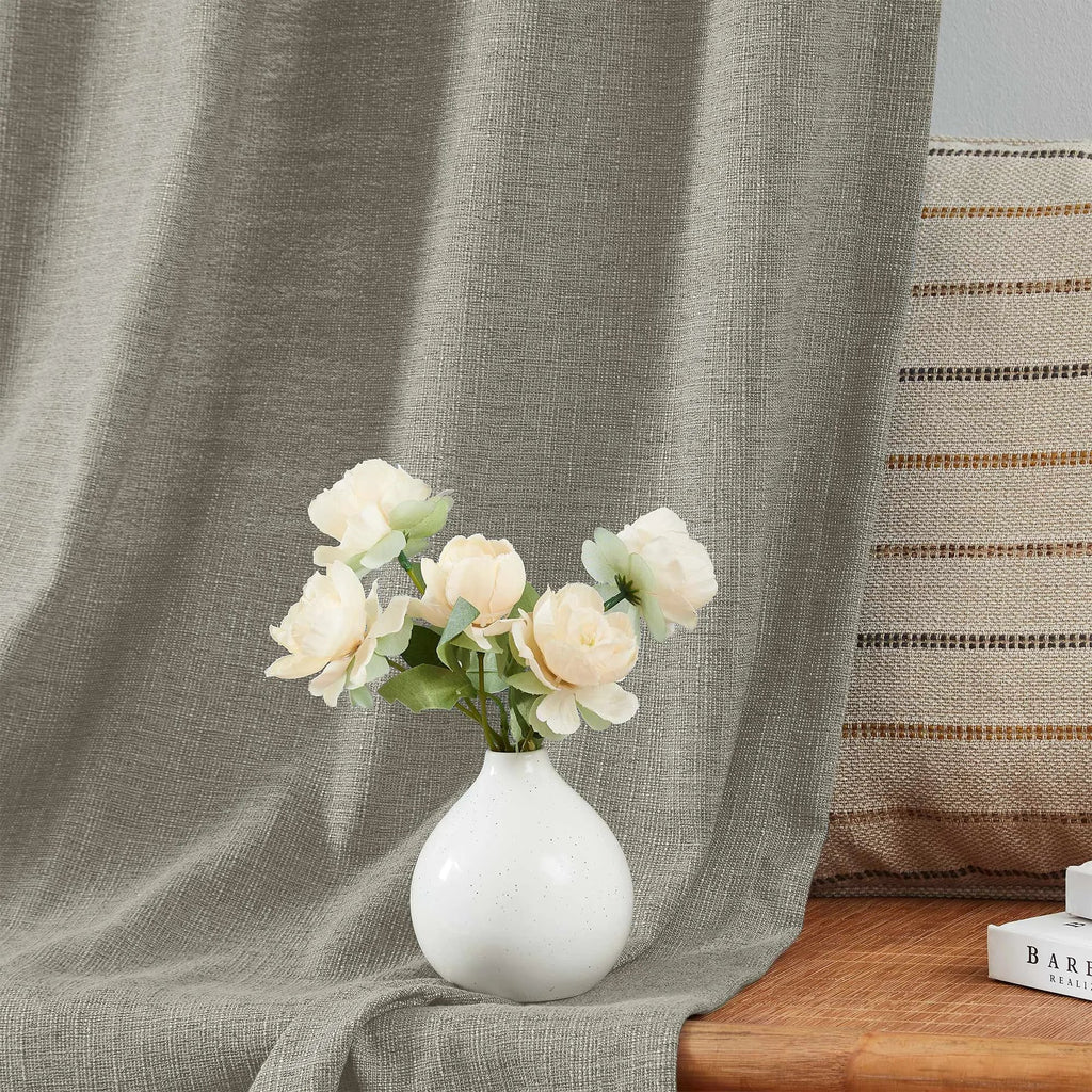 Elvonaeoly Cotton Blend Linen Look Curtains