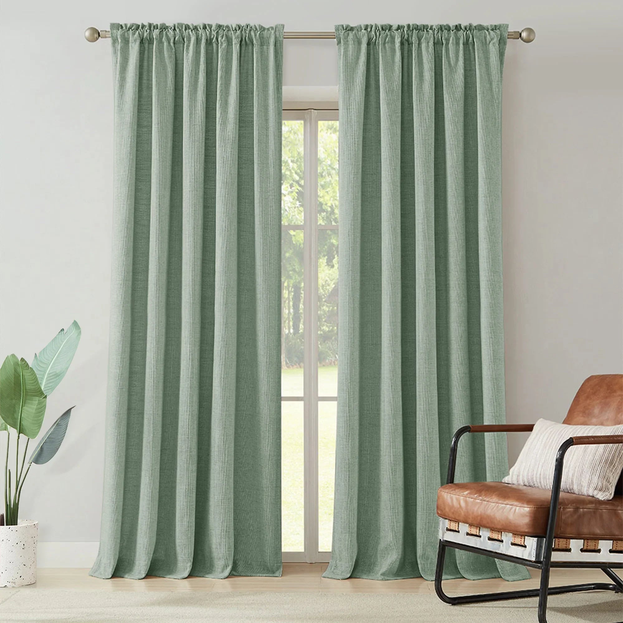 Elvonaeoly Cotton Blend Linen Look Curtains