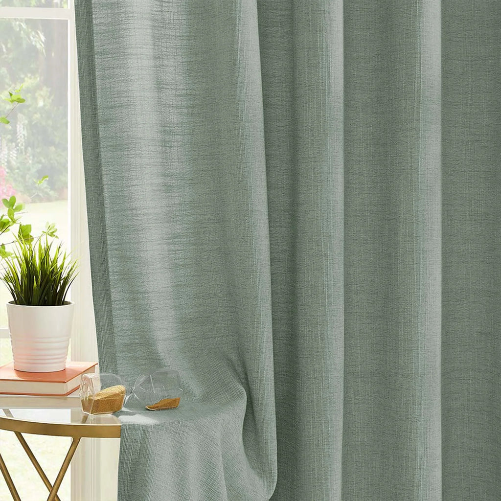 Elvonaeoly Cotton Blend Linen Look Curtains