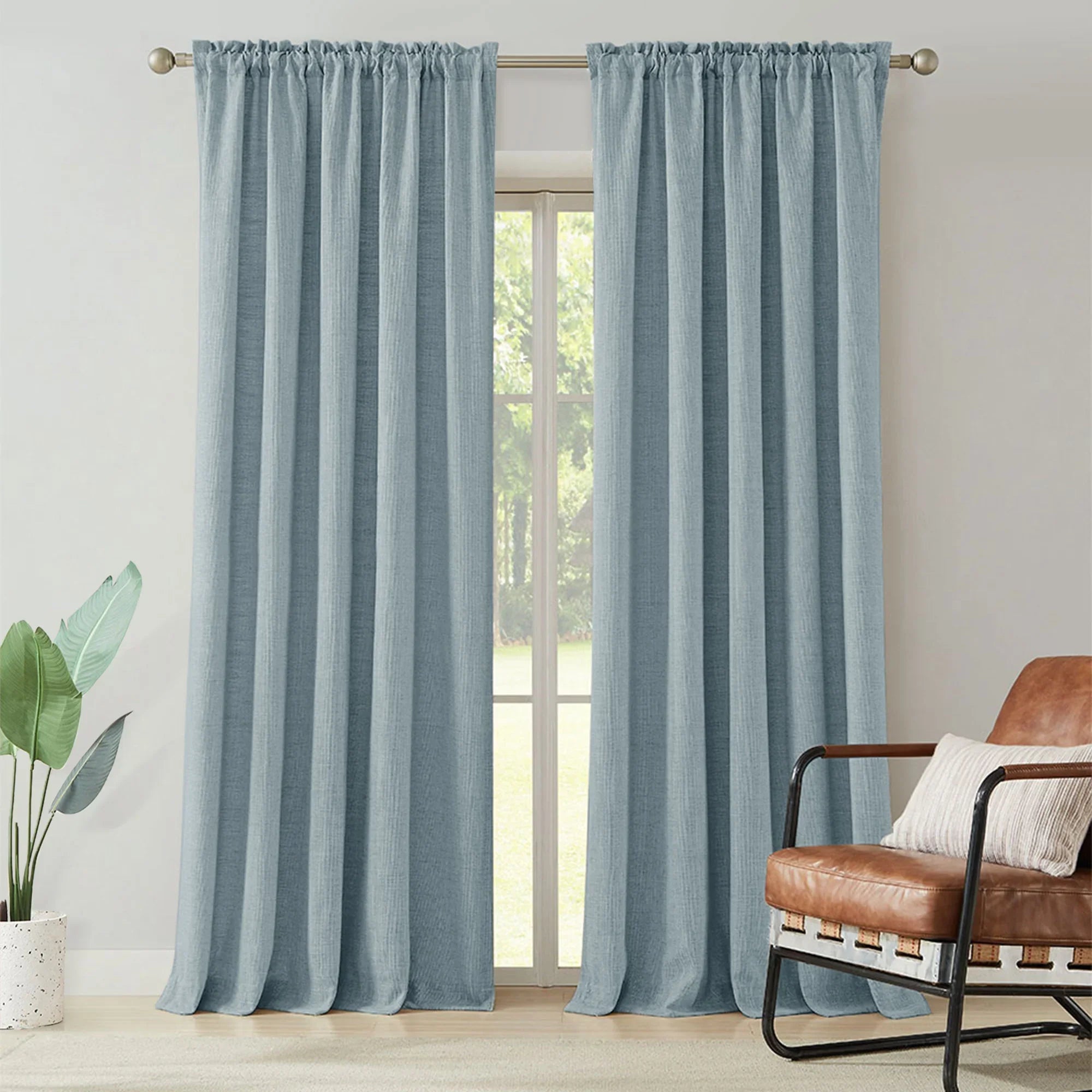 Elvonaeoly Cotton Blend Linen Look Curtains