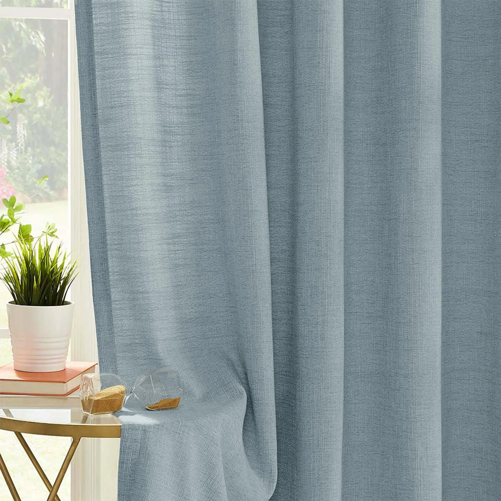 Elvonaeoly Cotton Blend Linen Look Curtains