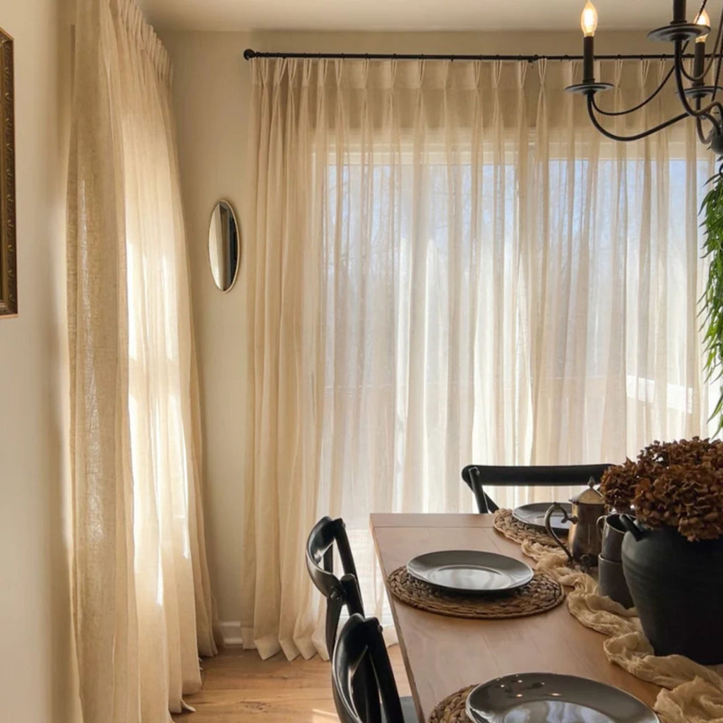 Elvonaeoly Linen Semi Sheer Curtains