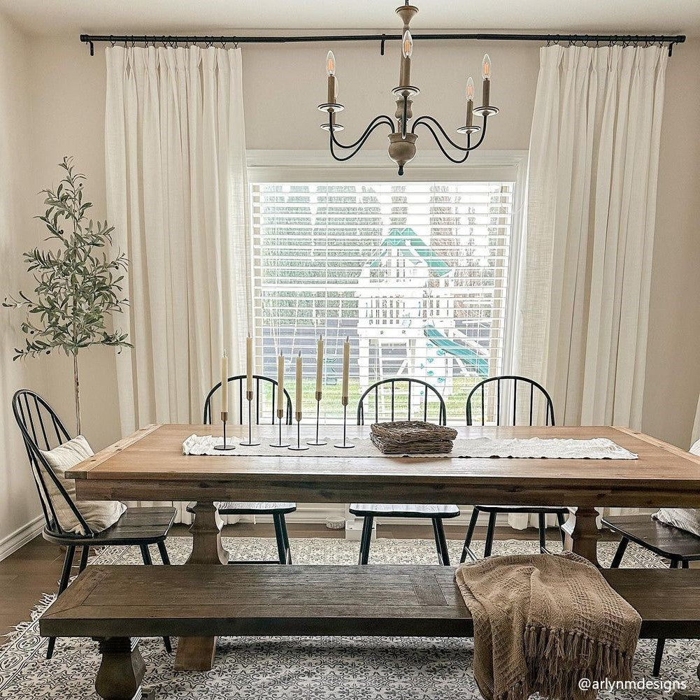 Elvonaeoly Cotton Blend Linen Look Curtains