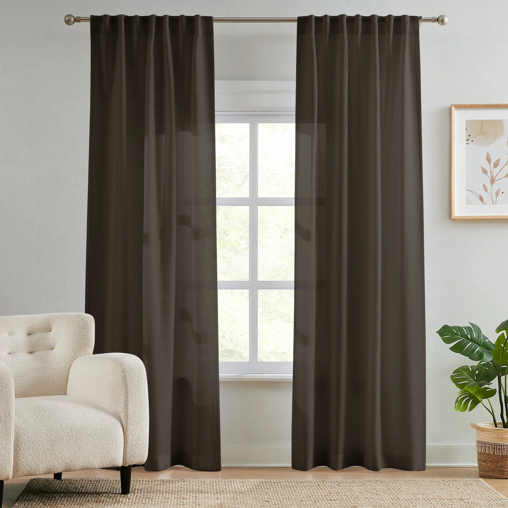 Elvonaeoly Semi Sheer Curtains