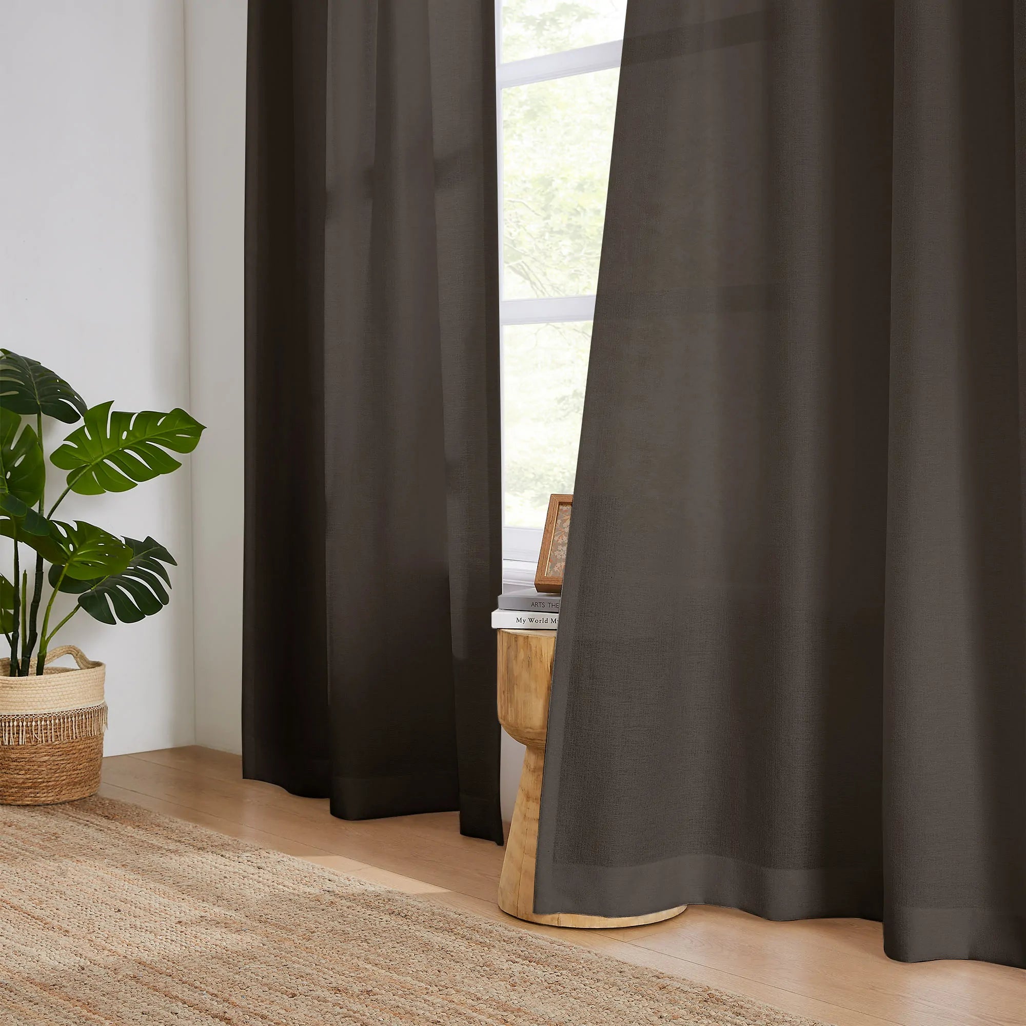 Elvonaeoly Semi Sheer Curtains